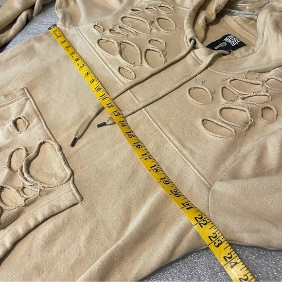 REBEL MINDS Distressed DESTROYED Cut PULLOVER SWEATSHIRT SZ XL - Picture 9 of 9